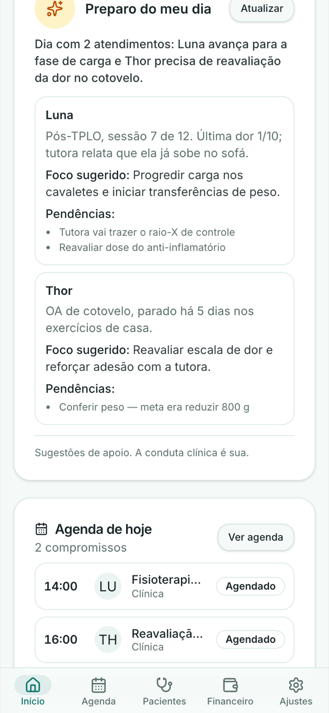 Preparo do meu dia: a I.A. resume cada paciente antes do atendimento