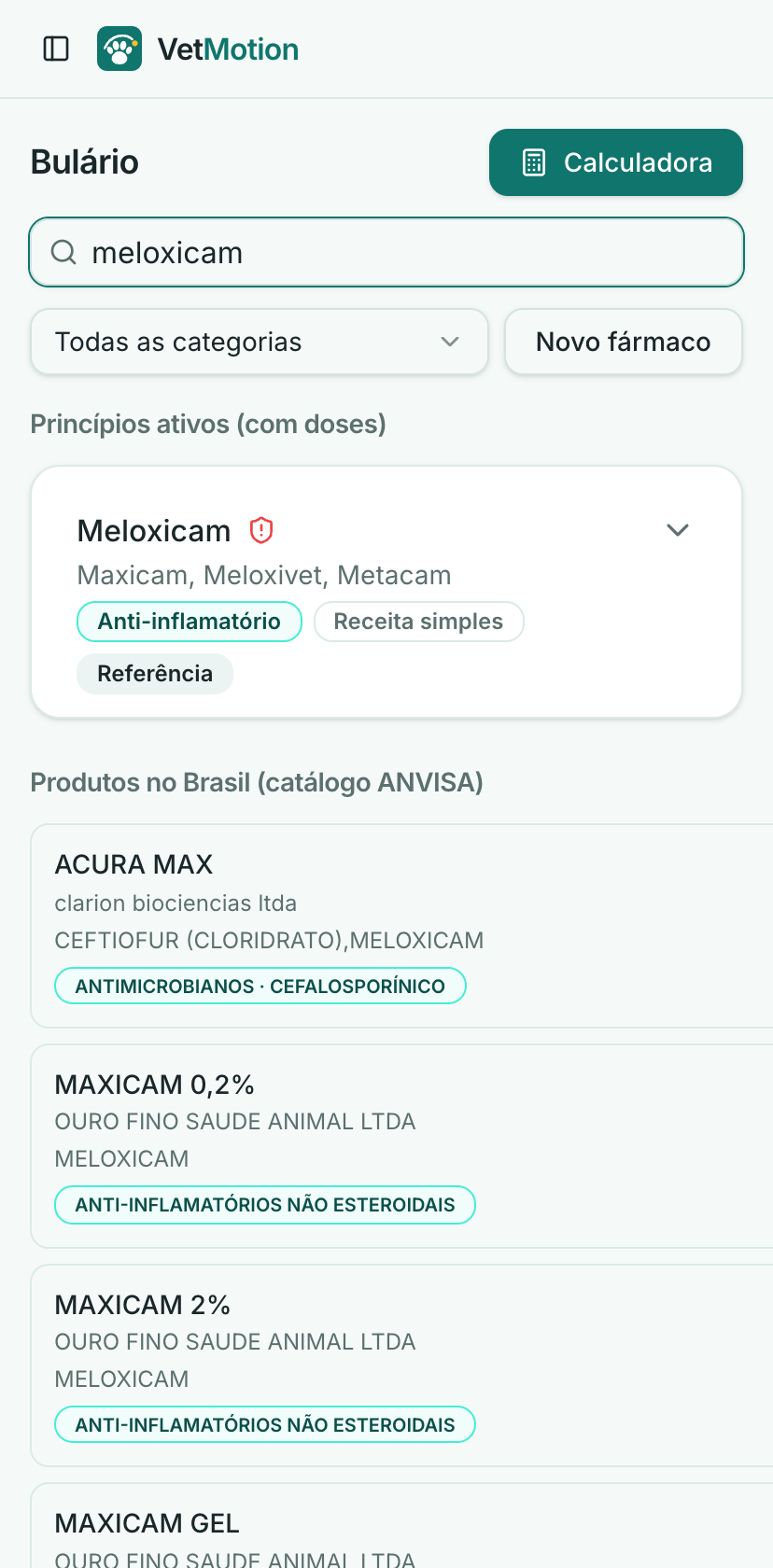 Bulário com busca de medicamentos